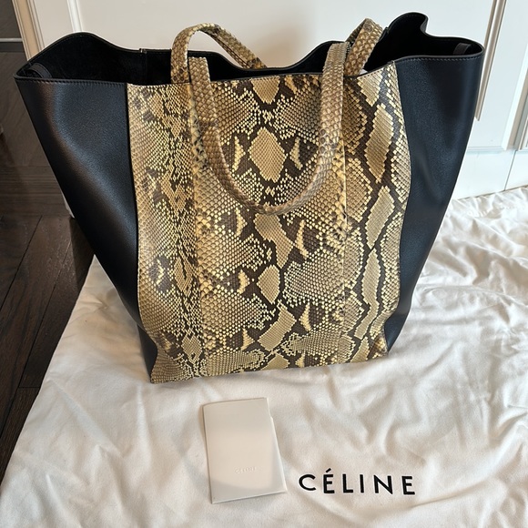 Celine Medium Phantom Leather & Python Cabas Bag - Picture 9 of 10